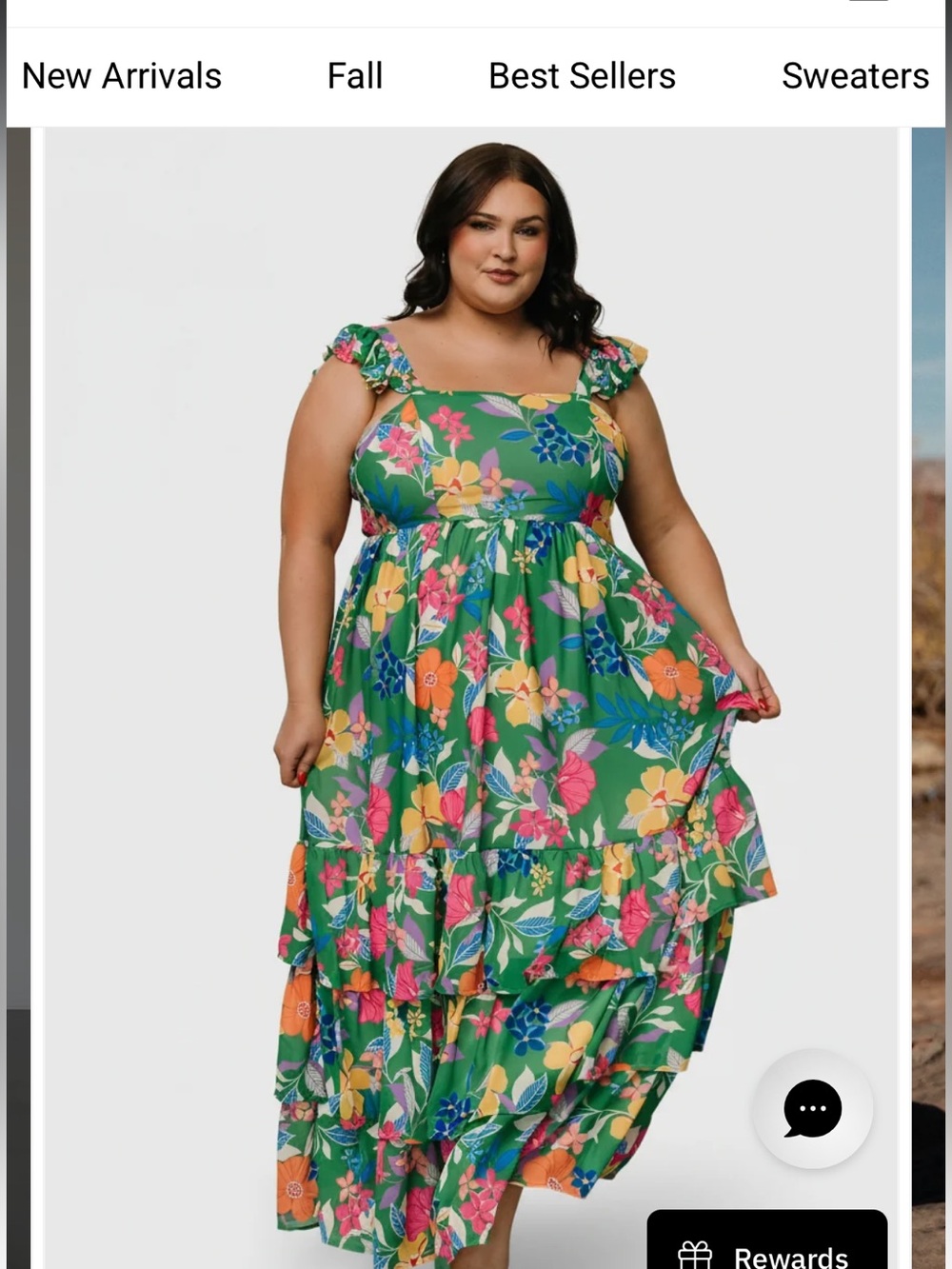 Baltic Born Green Floral Tiered Maxi Dress with Ruffle Straps